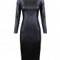 Anself 2017 Autumn Pu  Leather Women Long Sleeve  Bodycon Dress