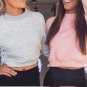 Women Sexy Short Top Long Sleeve Pure Color Pullover Slim Blouse Hoodie Shirts
