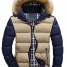 ABOORUN 2017 Winter Mens Jacket with Faux Fur Collar  Cotton Padded Hooded Coat