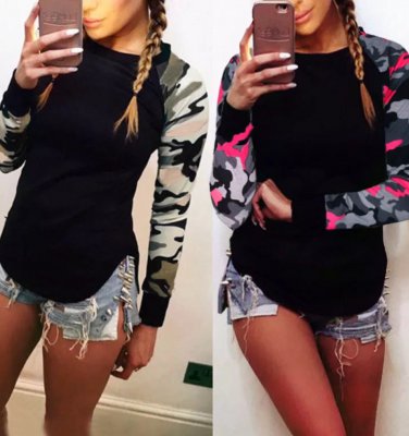 Women's Casual Loose Tops Long Sleeve Floral Print