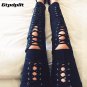 S-XL Women Jeans Spring Womens Fashion Hollow Out Cross Strap Bandage Pencil Pants Lace Up