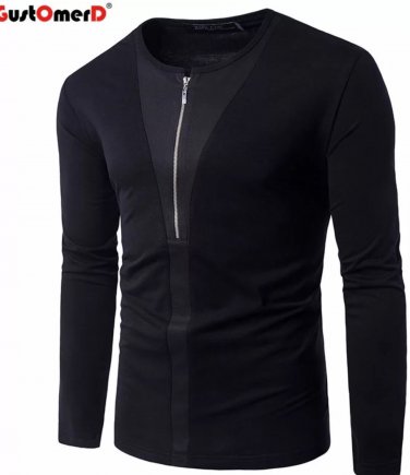 GustOmerD New Fashion Patchwork T-shirt  High  Quality  Slim Fit  Long Sleeve Male T-shirts
