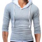 Long Sleeve T Shirt Men Cotton Slim Fit T-Shirt Man Hooded Solid Color tee  tshirt men casual  2018