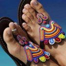 Elegant Genuine Leather Beaded Sandals