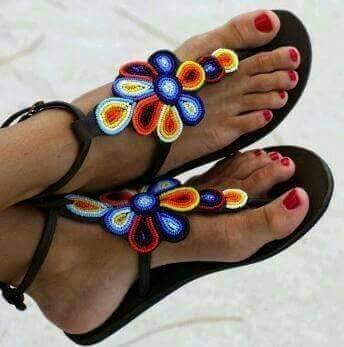 Genuine Leather Beaded Sandles
