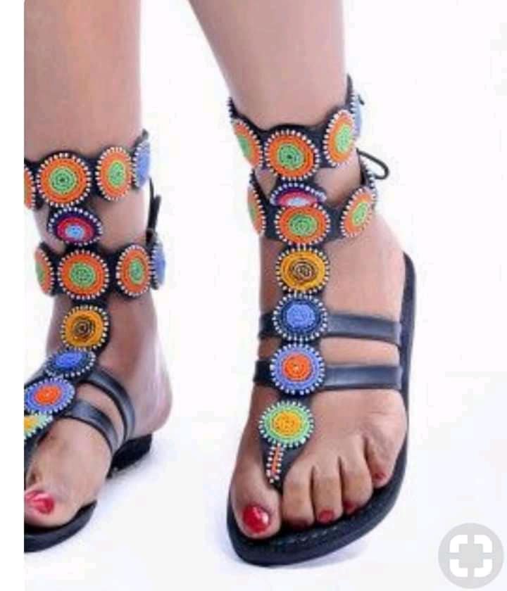 Elegant And Cute,comfortable And Durable Genuine Leather Beaded Sandals