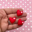 Red flat-backed Heart Cabs, Heart cabochons, Heart cab, Valentines Day Cabochon jocad (8  Pieces)
