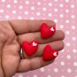 Red flat-backed Heart Cabs, Heart cabochons, Heart cab, Valentines Day Cabochon jocad (8 Pieces)