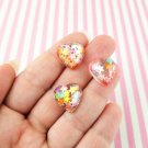 15mm Clear Heart Cabochons with Star Glitter, Resin Heart Cabochons, Heart Cabs jocad (10 Pieces)