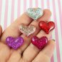 Assorted Color Glitter Resin Heart Cabochons, Cute Bling Cabs jocad (10 Pieces)