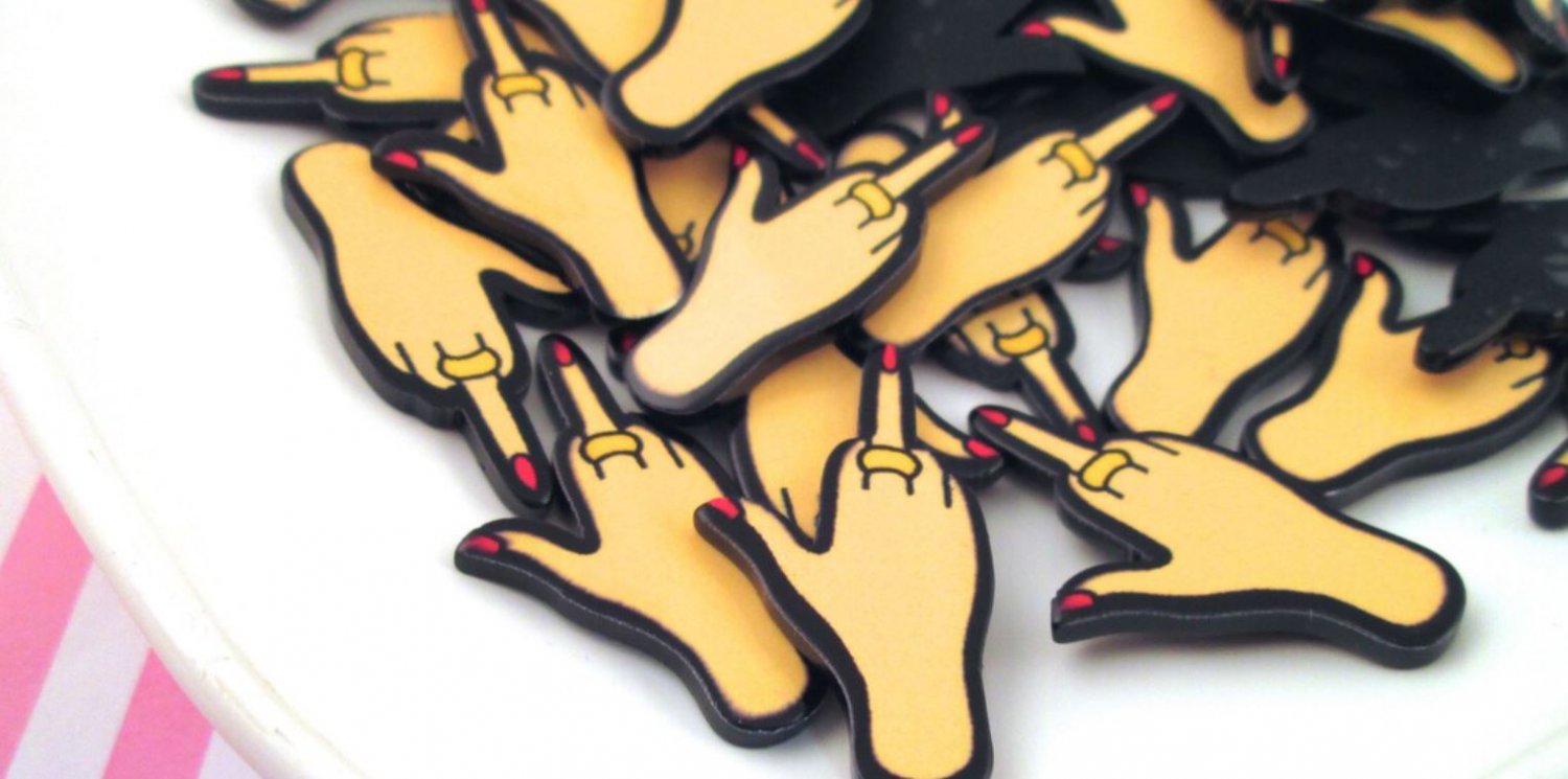 Middle Finger Cabochons, FU Hand Cabochons jocad (6 Pieces)