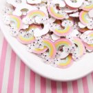 Glittery Pastel Rainbow Cloud Cabochons, Flat-backed Sweet Kawaii Cabs jocad (6 Pieces)