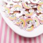 Glittery Pastel Rainbow Cloud Cabochons, Flat-backed Sweet Kawaii Cabs jocad (6 Pieces)