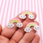 Glittery Pastel Rainbow Cloud Cabochons, Flat-backed Sweet Kawaii Cabs jocad (6 Pieces)