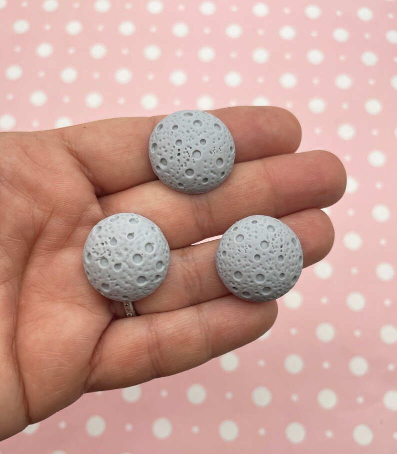 Resin Moon Cabochons, Moon Crater Cab jocad (6 Pieces)