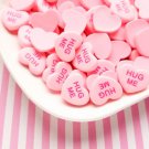 Hug Me Conversation Heart Resin Cabochons, Valentines Day Cabs, Heart Cabochons jocad (6  Pieces)