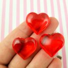 Red Clear Resin Heart Cabochons, Valentines Day Cabs, Heart Cabs jocad (10 Pieces)