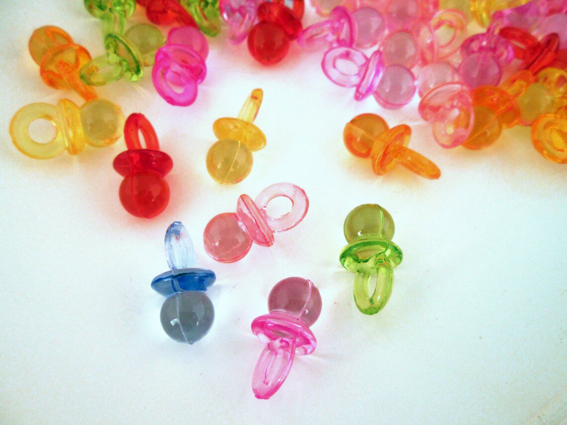 ulticolor Clear Pacifier Pendant Charms, Cute Acrylic Rave Trinkets jocad (25 Pieces)