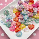 Glittery Conversation Heart Resin Cabochons, Heart Cabochons jocad (6 Pieces)