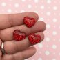 Red Glitter Resin Heart Cabochons, Glittery Sparkly, Cute Bling Cabs jocad (10 Pieces)