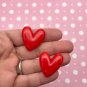Red flat-backed Heart Cabs, Heart cabochons, Heart cab, Valentines Day Cabochon jocad (6 Pieces)