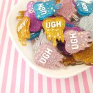 Glittery Resin Running Ugh Heart Cabochons jocad (3 Pieces)