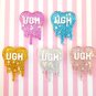 Glittery Resin Running Ugh Heart Cabochons jocad (3 Pieces)