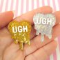 Glittery Resin Running Ugh Heart Cabochons jocad (3 Pieces)