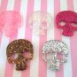 Big Multicolor Glitter Halloween Skull Cabochons jocad (3 Pieces)