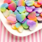 Assorted Color Glitter Resin Heart Cabochons, Kawaii Marbled Heart, Bling Cabs jocad (6 Pieces)