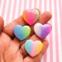 Assorted Color Glitter Resin Heart Cabochons, Kawaii Marbled Heart, Bling Cabs jocad (6 Pieces)