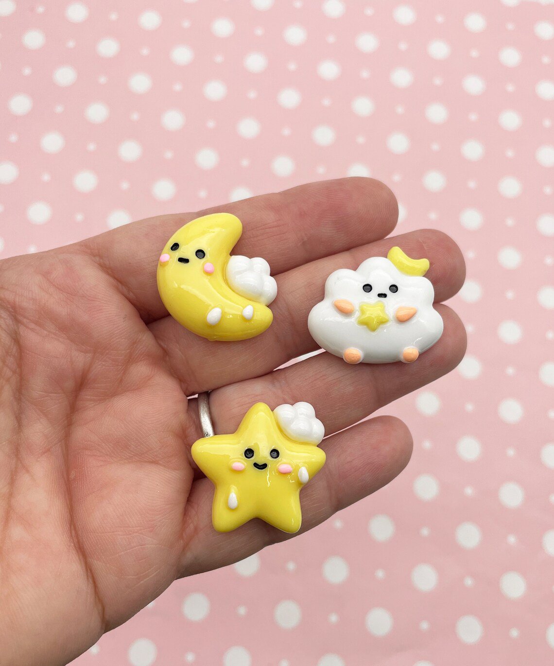 Kawaii Resin Moon Cloud Star Cabochons jocad (3 Pieces)