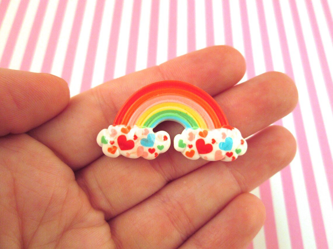 Rainbow Cloud Cabochons, Sweet Kawaii Cabs jocad (6 Pieces)
