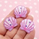 Pastel Purple Glitter Pastel Seashell Cabochons, Nautical, Shell Cabs, Ocean jocad (6 Pieces)