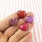 Assorted Color Glitter Resin Heart Cabochons, Pink Heart Cabochons, Cute Bling Cabs jocad (8 Pieces)