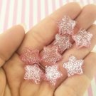 Pink Glitter Resin Star Cabochons, Cute Bling Cabs jocad (8 Pieces)