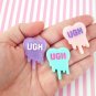 Glitter Resin Running Ugh Heart Cabochons jocad (3 Pieces)