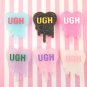 Glitter Resin Running Ugh Heart Cabochons jocad (3 Pieces)
