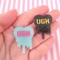 Glitter Resin Running Ugh Heart Cabochons jocad (3 Pieces)