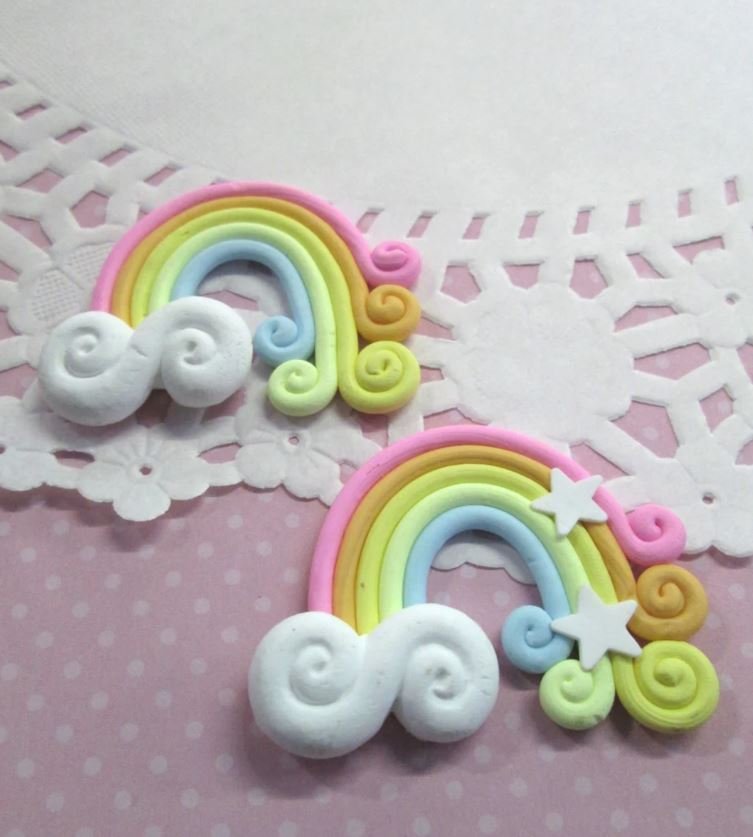 Polymer Clay Rainbow Cabochon jocad (2 Pieces)