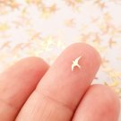 Tiny 7mm Gold Toned Metal Bird Cabochons, Sparrow or Lark Cute Kawaii Nail Cabs jocad (50 Pieces)