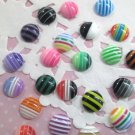 10mm Striped Circle Cabochons, Assorted Mix of Colors jocad (25 Pieces)