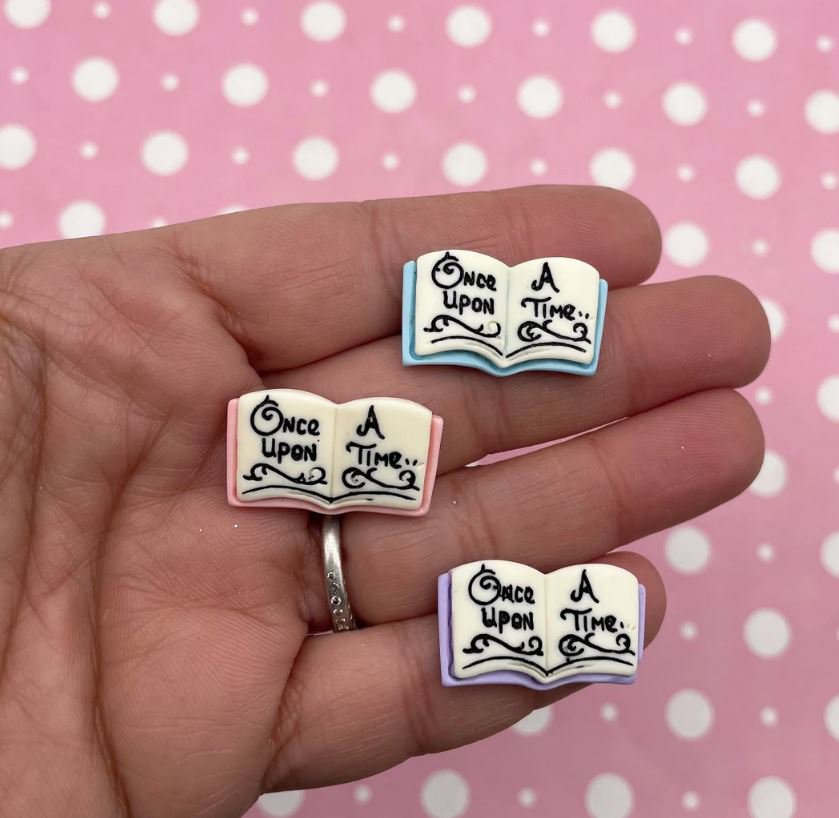 Once Upon a Time Fairy Tale Book Cabochons, Pastel Story Book Cabs jocad (6 Pieces)