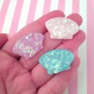 Assorted Pastel Seashell Cabochons, Glitter Seashells jocad (4 Pieces)