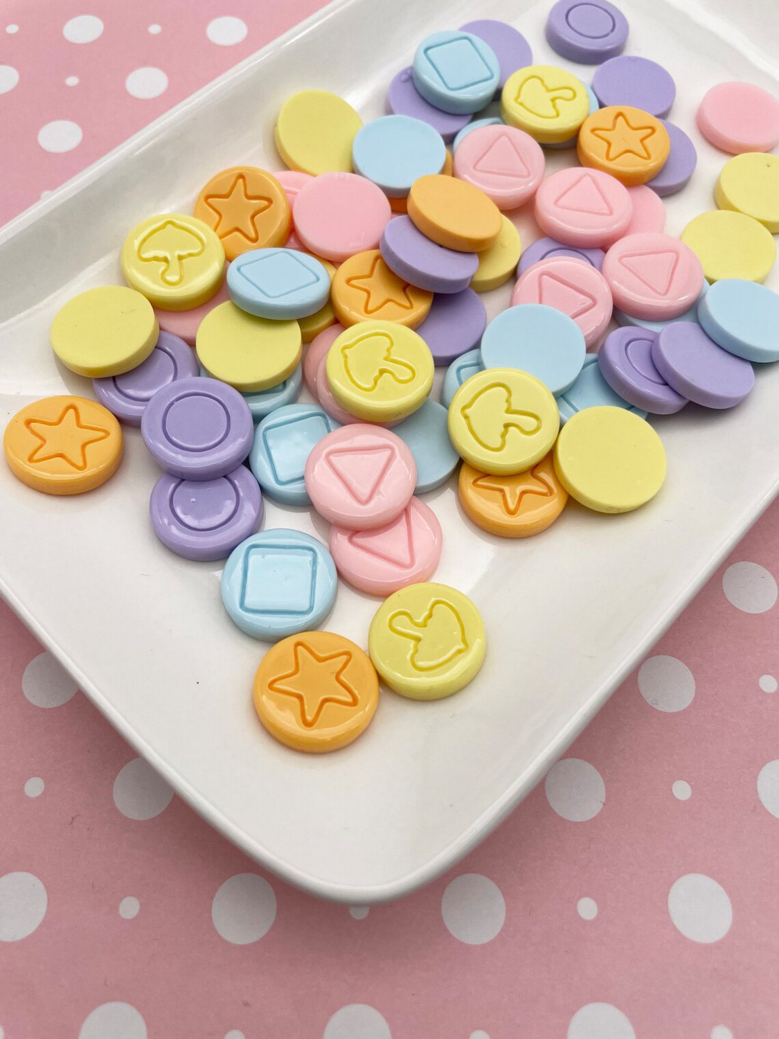 Pastel Dalgona Game Resin Cabochons, Honeycomb Candy Cabochons jocad (10 Pieces)