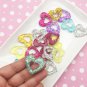 Limited Color Open Glitter Heart Cabochons, Cute Multicolor Glittery Cabs jocad (6 Pieces)