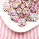 Pink Glitter Resin Heart Cabochons, Heart Cabochons, Cute Bling Cabs jocad (6 Pieces)