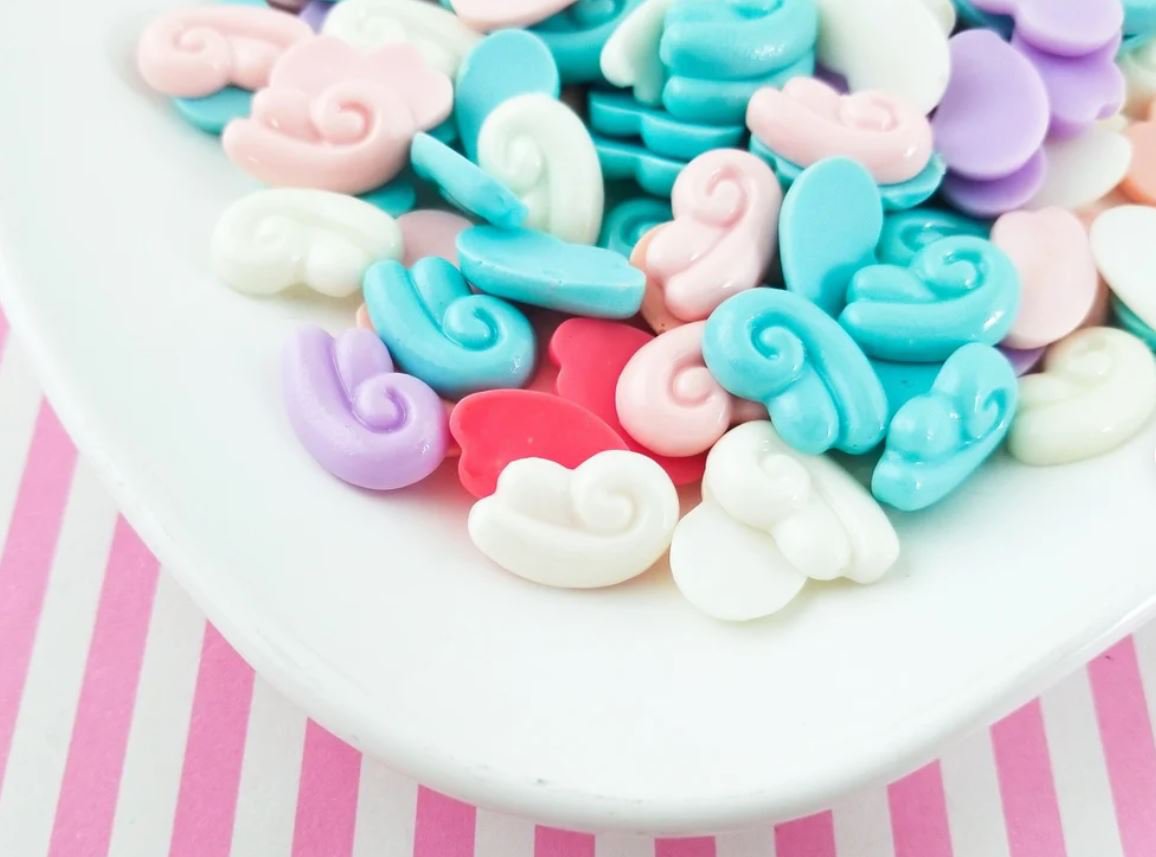 Mixed Pastel Chibi Wing Cabochons Angel Wings jocad (6 Pair / 12 Pieces)
