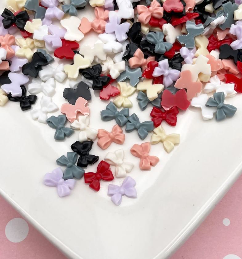 Tiny Resin Bow Cabochons, Cute Kawaii Nail Bow Cabs jocad (50 Pieces)
