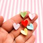 Assorted Color Geometric flat-backed Heart Cabs, 12mm Heart cabochons, Heart cab jocad (12 Pieces)